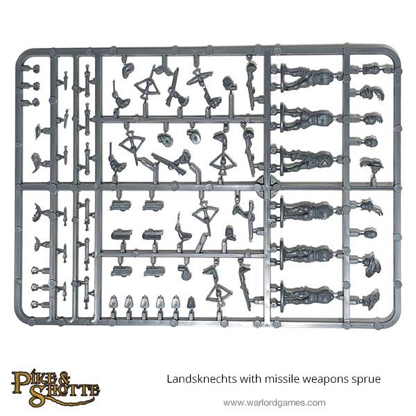 Landsknechts with missile weapons sprue