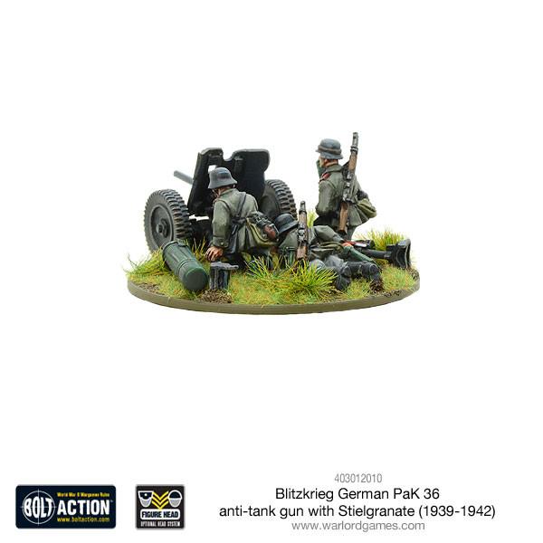 Blitzkrieg German Pak 36 anti-tank gun with stielgranate