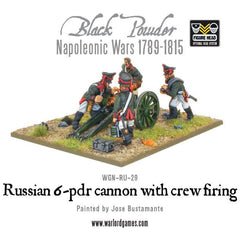 Napoleonic Russian 6 pdr cannon 1809-1815 with crew firing