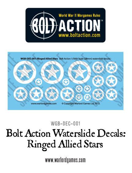Bolt Action Ringed Allied Stars decal sheet