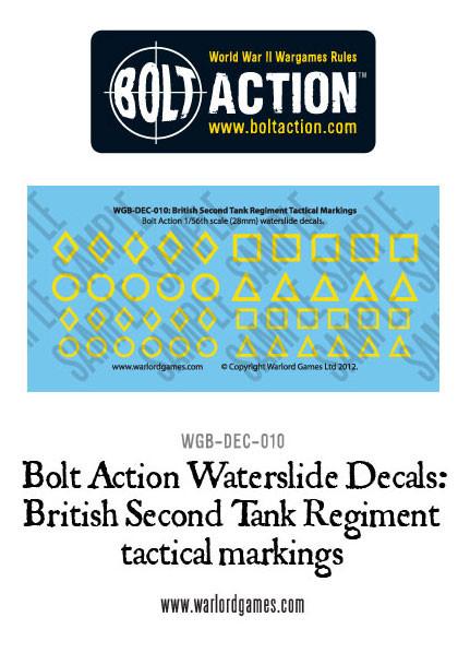 Bolt Action  British Second Tank Regiment tactical markings decal sheet