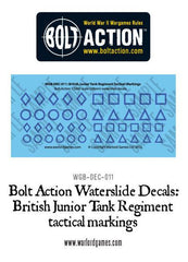 Bolt Action  British Junior Tank Regiment tactical markings  decal sheet