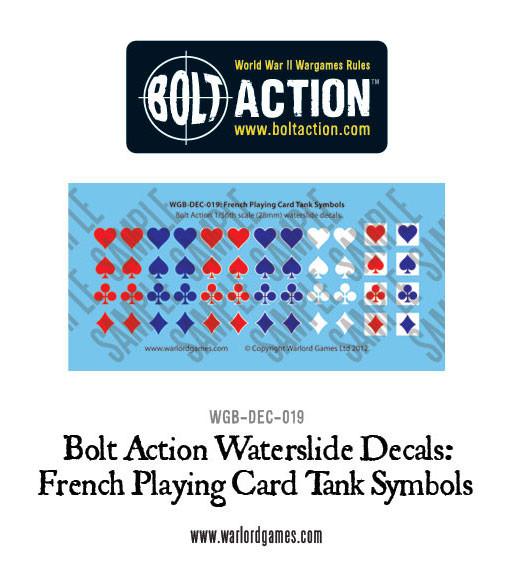 French Playing Card tank symbols decal sheet