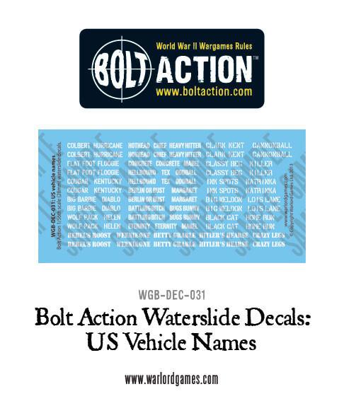 US vehicle names decals