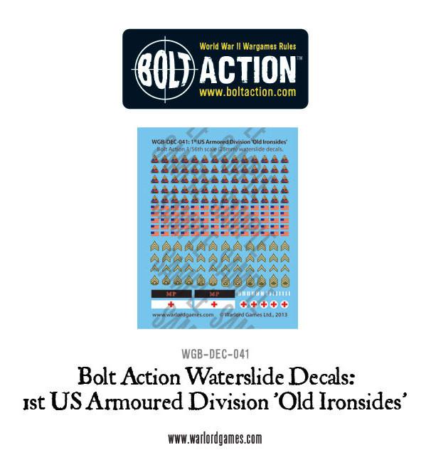 1st US Armoured Division 'Old Ironsides' decals