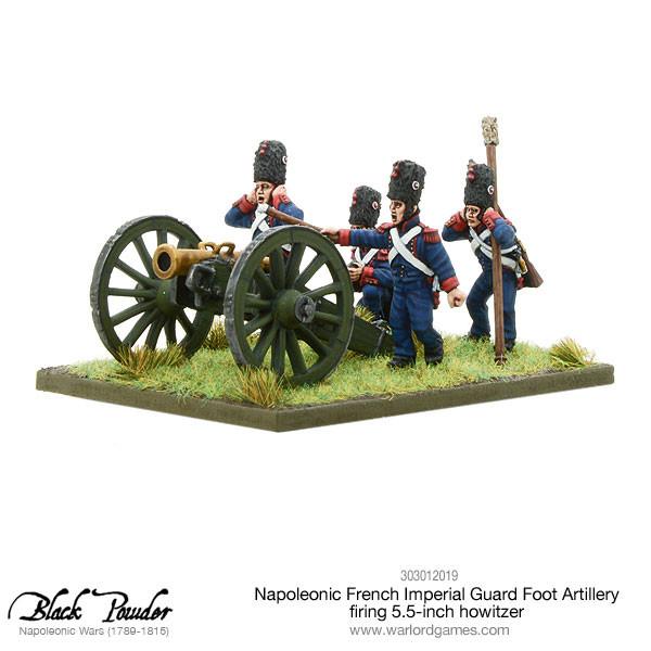 Napoleonic French Imperial Guard Foot Artillery firing howitzer