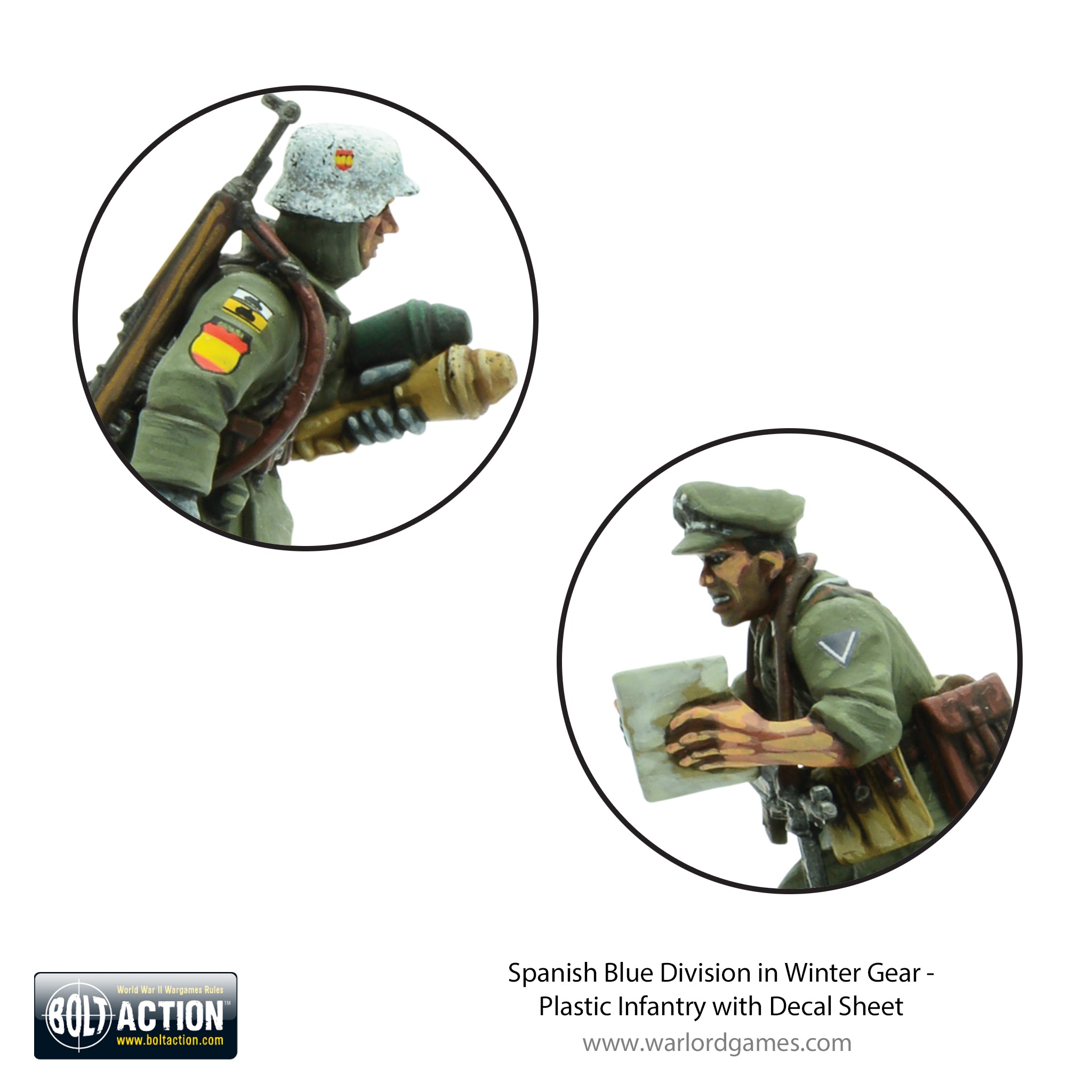 Spanish Blue Division in Winter Gear - Plastic Infantry with Decal Sheet
